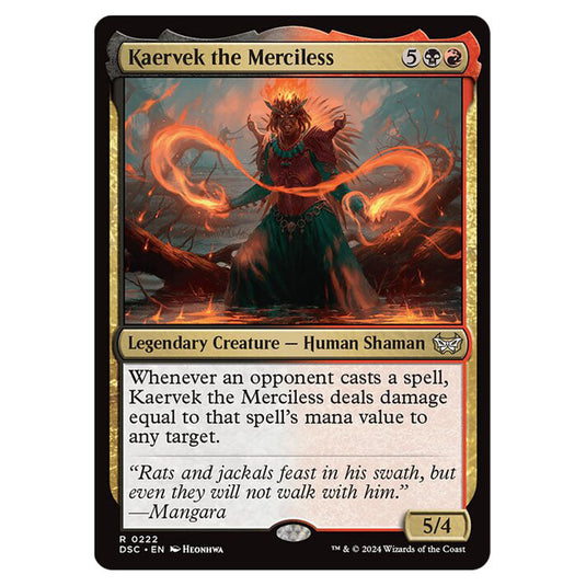 Kaervek the Merciless 222 card from the Magic The Gathering set Duskmourn: House of Horror Commander