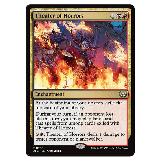 Theater of Horrors 236 card from the Magic The Gathering set Duskmourn: House of Horror Commander