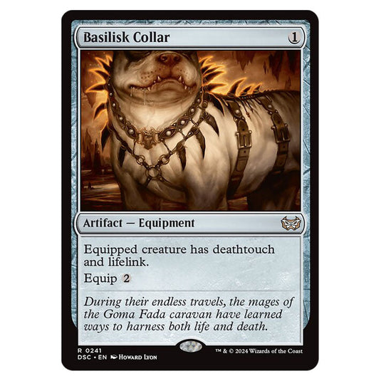 Basilisk Collar 241 card from the Magic The Gathering set Duskmourn: House of Horror Commander