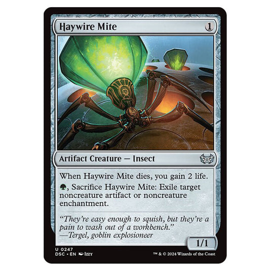 Haywire Mite 247 card from the Magic The Gathering set Duskmourn: House of Horror Commander