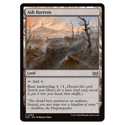 Ash Barrens 260 card from the Magic The Gathering set Duskmourn: House of Horror Commander