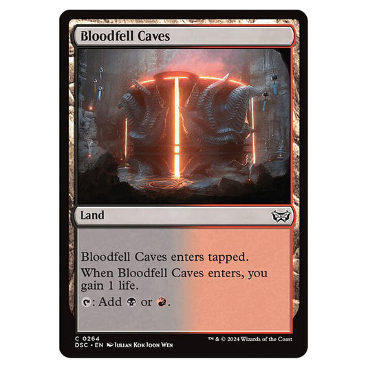 Bloodfell Caves 264 card from the Magic The Gathering set Duskmourn: House of Horror Commander