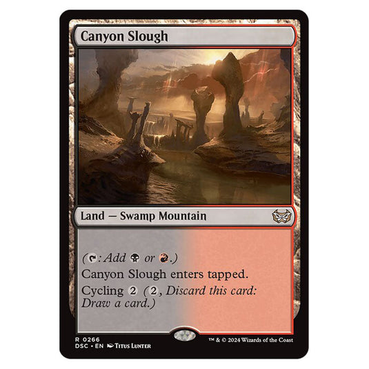 Canyon Slough 266 card from the Magic The Gathering set Duskmourn: House of Horror Commander