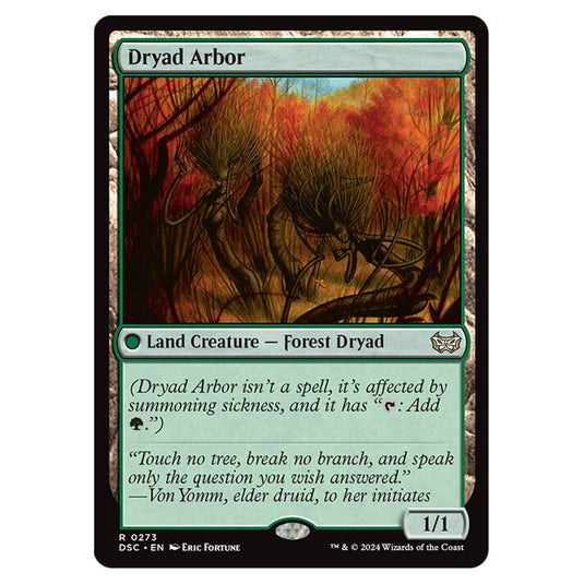 Dryad Arbor 273 card from the Magic The Gathering set Duskmourn: House of Horror Commander