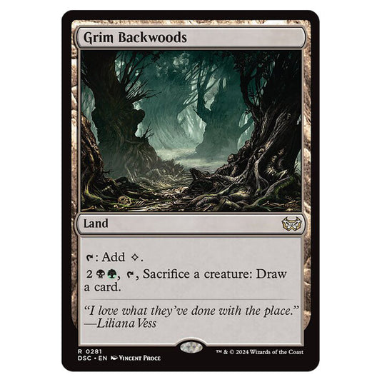 Grim Backwoods 281 card from the Magic The Gathering set Duskmourn: House of Horror Commander