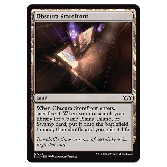 Obscura Storefront 291 card from the Magic The Gathering set Duskmourn: House of Horror Commander