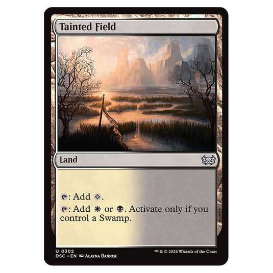 Tainted Field 302 card from the Magic The Gathering set Duskmourn: House of Horror Commander