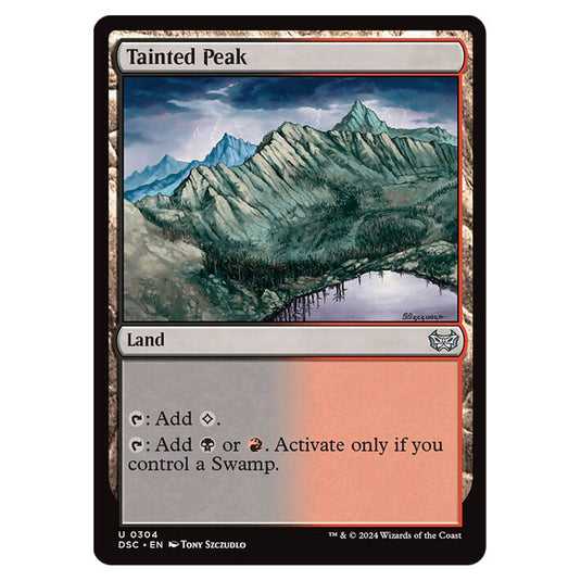 Tainted Peak 304 card from the Magic The Gathering set Duskmourn: House of Horror Commander