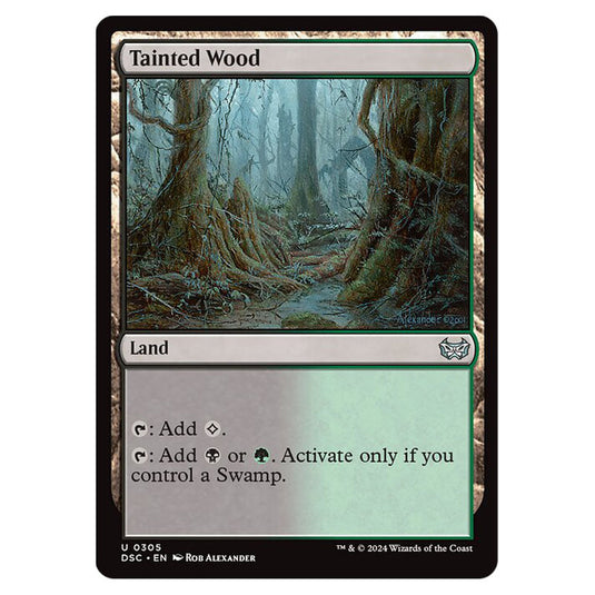 Tainted Wood 305 card from the Magic The Gathering set Duskmourn: House of Horror Commander