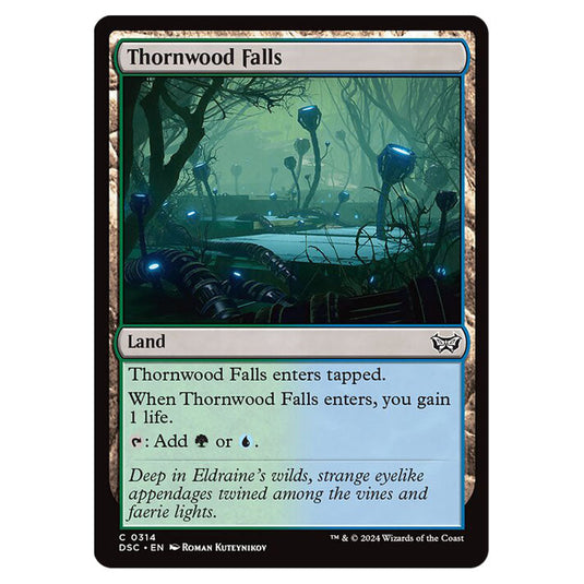 Thornwood Falls 314 card from the Magic The Gathering set Duskmourn: House of Horror Commander