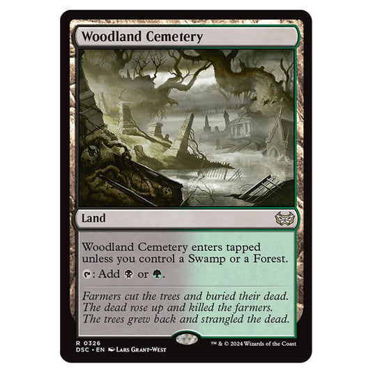 Woodland Cemetery 326 card from the Magic The Gathering set Duskmourn: House of Horror Commander