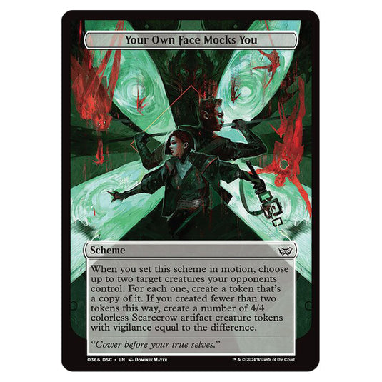 Your Own Face Mocks You 366 card from the Magic The Gathering set Duskmourn: House of Horror Commander