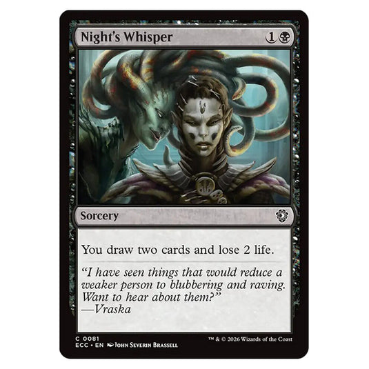 Night's Whisper 0081 card from the Magic The Gathering set Lorwyn Eclipsed Commander