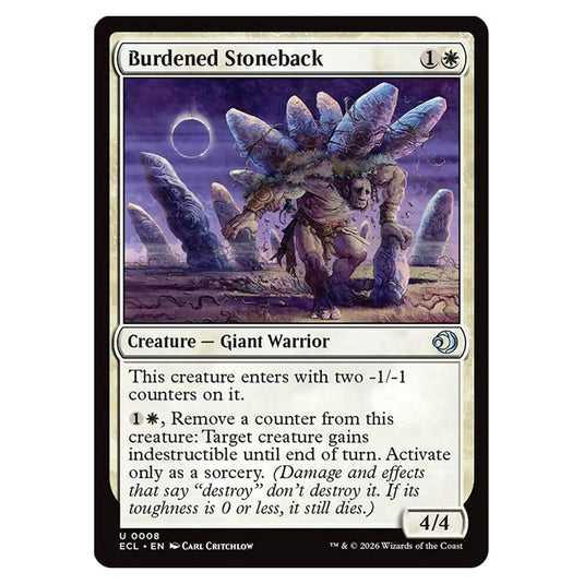 Burdened Stoneback 0008 card from the Magic The Gathering set Lorwyn Eclipsed