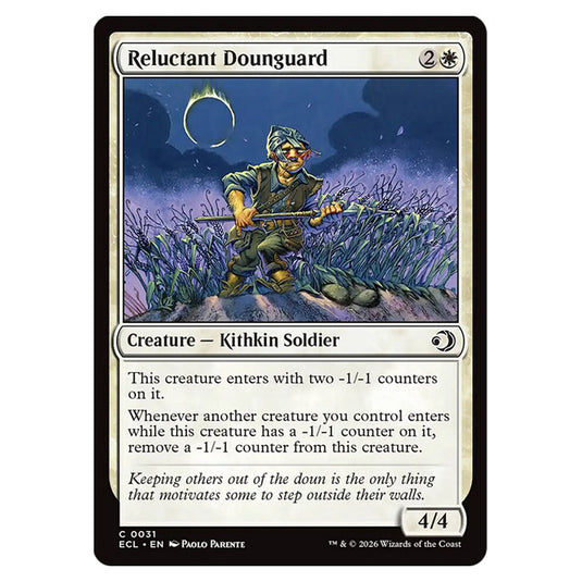 Reluctant Dounguard 0031 card from the Magic The Gathering set Lorwyn Eclipsed