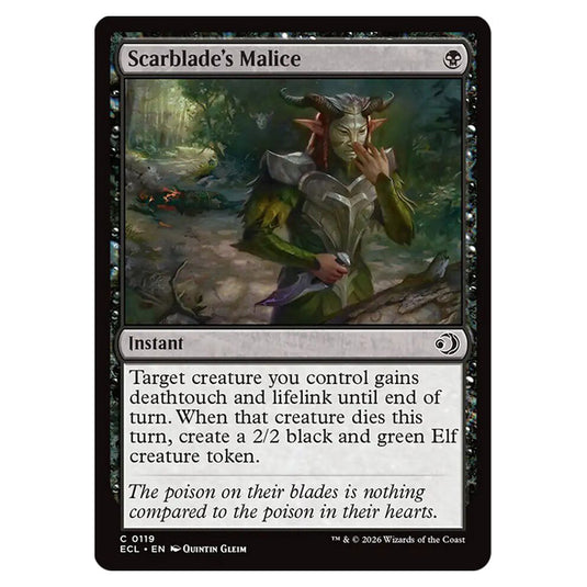 Scarblade's Malice 0119 card from the Magic The Gathering set Lorwyn Eclipsed