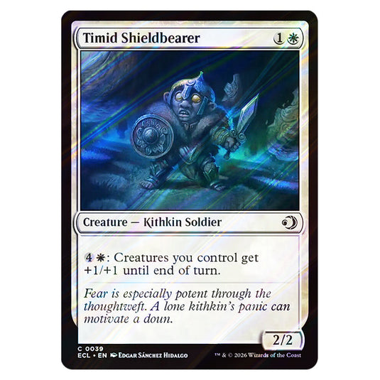 Timid Shieldbearer 0039 card from the Magic The Gathering set Lorwyn Eclipsed