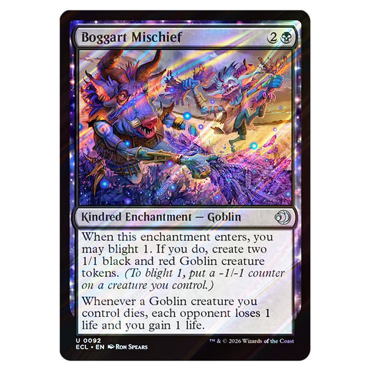 Boggart Mischief 0092 card from the Magic The Gathering set Lorwyn Eclipsed