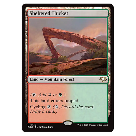 Sheltered Thicket 0178 card from the Magic The Gathering set Edge of Eternities - Commander