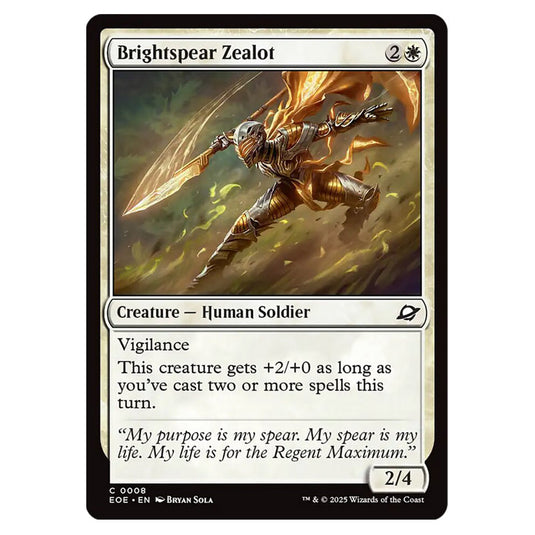 Brightspear Zealot 0008 card from the Magic The Gathering set Edge of Eternities