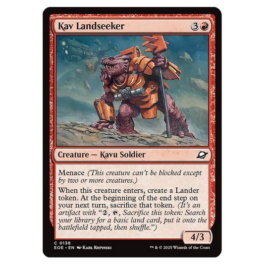 Kav Landseeker 0138 card from the Magic The Gathering set Edge of Eternities