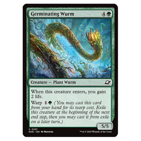 Germinating Wurm 0187 card from the Magic The Gathering set Edge of Eternities