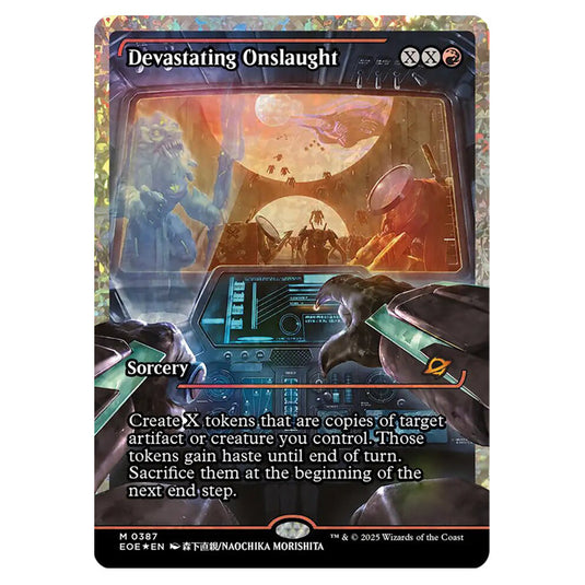 Devastating Onslaught 0387 card from the Magic The Gathering set Edge of Eternities