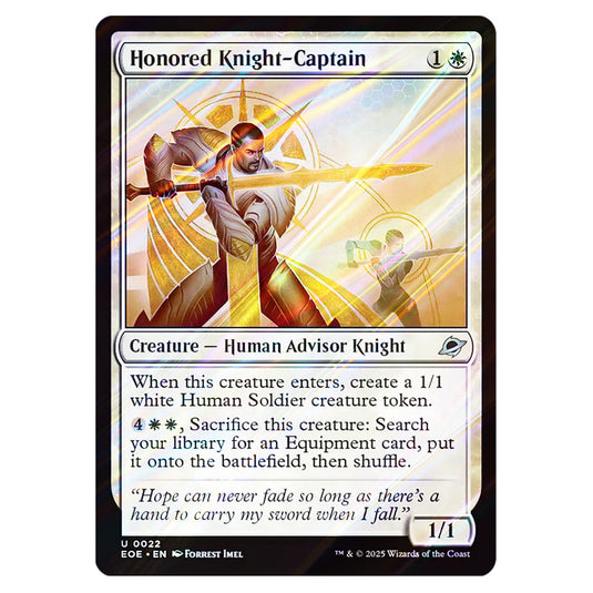 Honored Knight-Captain 0022 card from the Magic The Gathering set Edge of Eternities