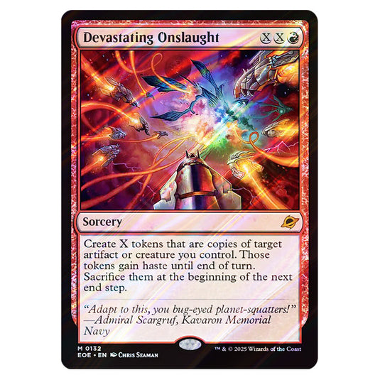 Devastating Onslaught 0132 card from the Magic The Gathering set Edge of Eternities