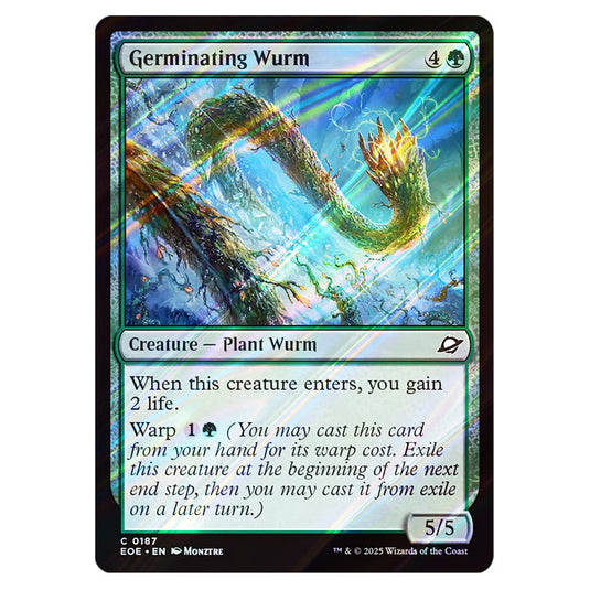 Germinating Wurm 0187 card from the Magic The Gathering set Edge of Eternities