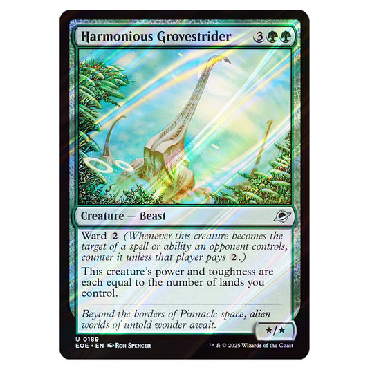 Harmonious Grovestrider 0189 card from the Magic The Gathering set Edge of Eternities