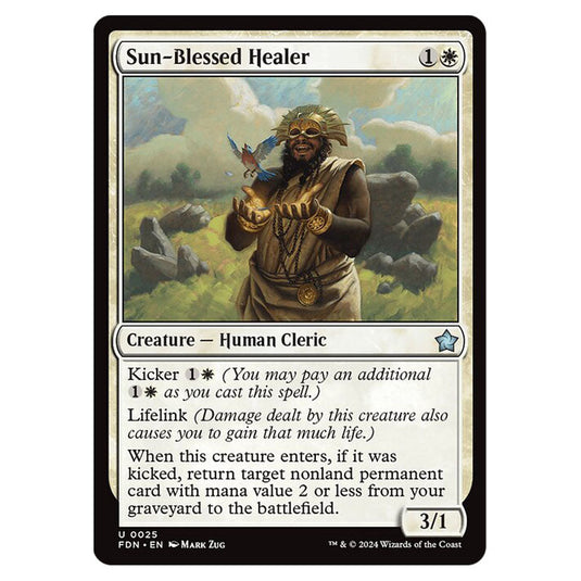 Sun-Blessed Healer 0025 card from the Magic The Gathering set Foundations