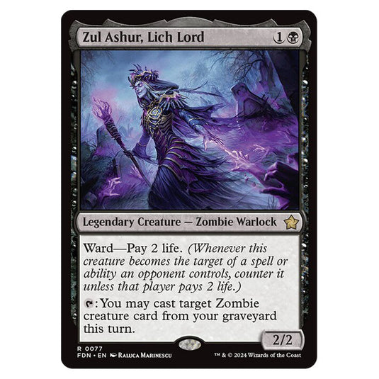 Zul Ashur, Lich Lord 0077 card from the Magic The Gathering set Foundations