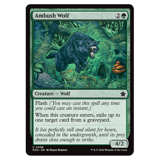 Ambush Wolf 0098 card from the Magic The Gathering set Foundations