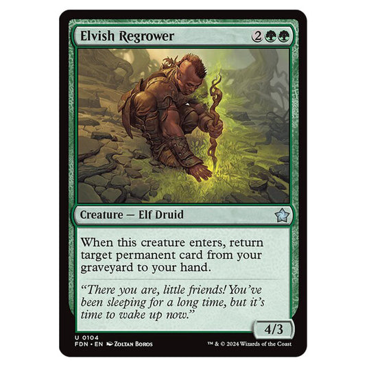 Elvish Regrower 0104 card from the Magic The Gathering set Foundations