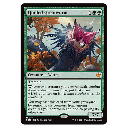 Quilled Greatwurm 0111 card from the Magic The Gathering set Foundations