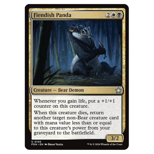 Fiendish Panda 0120 card from the Magic The Gathering set Foundations