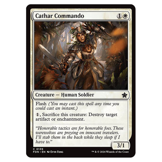 Cathar Commando 0139 card from the Magic The Gathering set Foundations