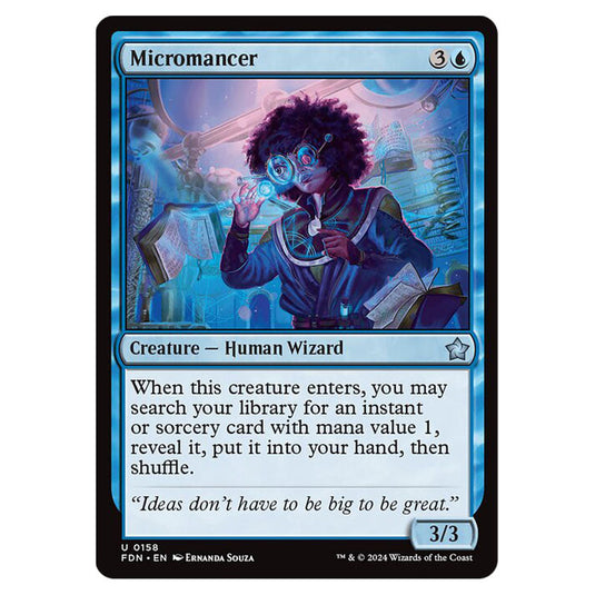 Micromancer 0158 card from the Magic The Gathering set Foundations