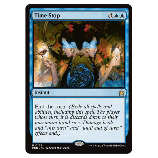 Time Stop 0166 card from the Magic The Gathering set Foundations