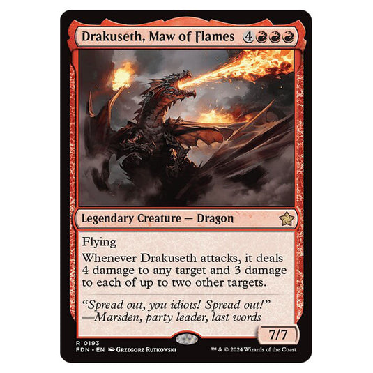 Drakuseth, Maw of Flames 0193 card from the Magic The Gathering set Foundations