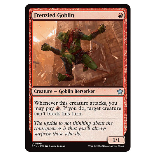 Frenzied Goblin 0199 card from the Magic The Gathering set Foundations