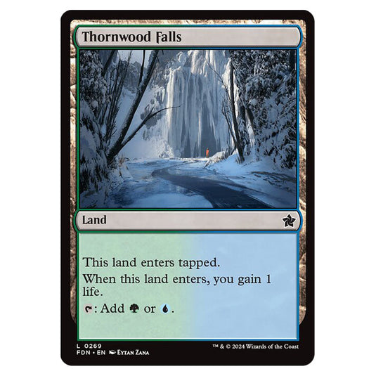 Thornwood Falls 0269 card from the Magic The Gathering set Foundations