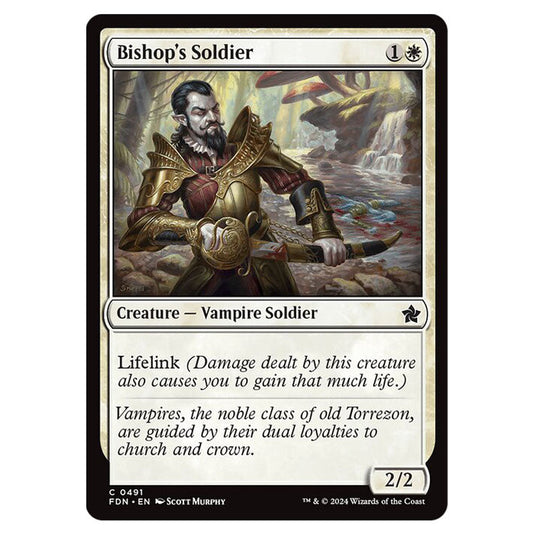 Bishop's Soldier 0491 card from the Magic The Gathering set Foundations