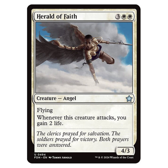 Herald of Faith 0494 card from the Magic The Gathering set Foundations