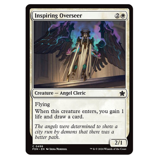 Inspiring Overseer 0496 card from the Magic The Gathering set Foundations