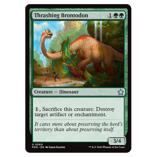 Thrashing Brontodon 0560 card from the Magic The Gathering set Foundations