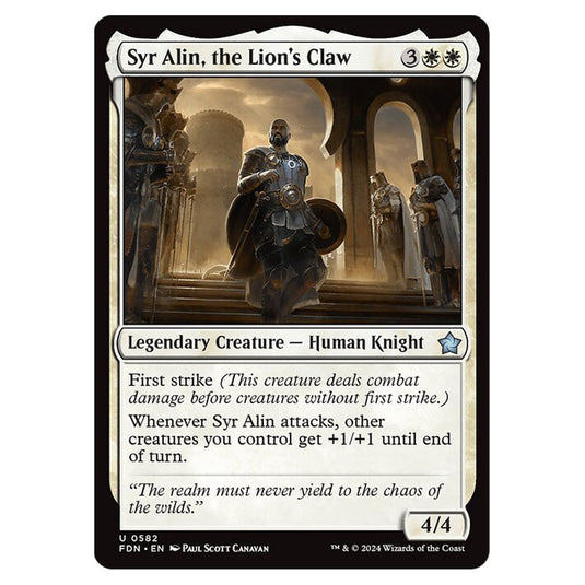 Syr Alin, the Lion's Claw 0582 card from the Magic The Gathering set Foundations