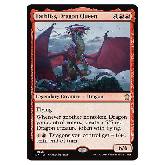 Lathliss, Dragon Queen 0627 card from the Magic The Gathering set Foundations