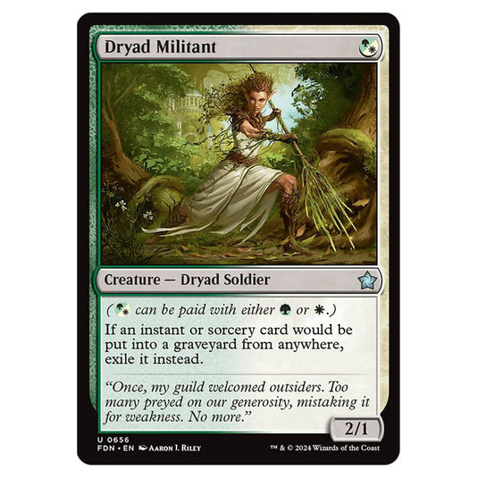 Dryad Militant 0656 card from the Magic The Gathering set Foundations